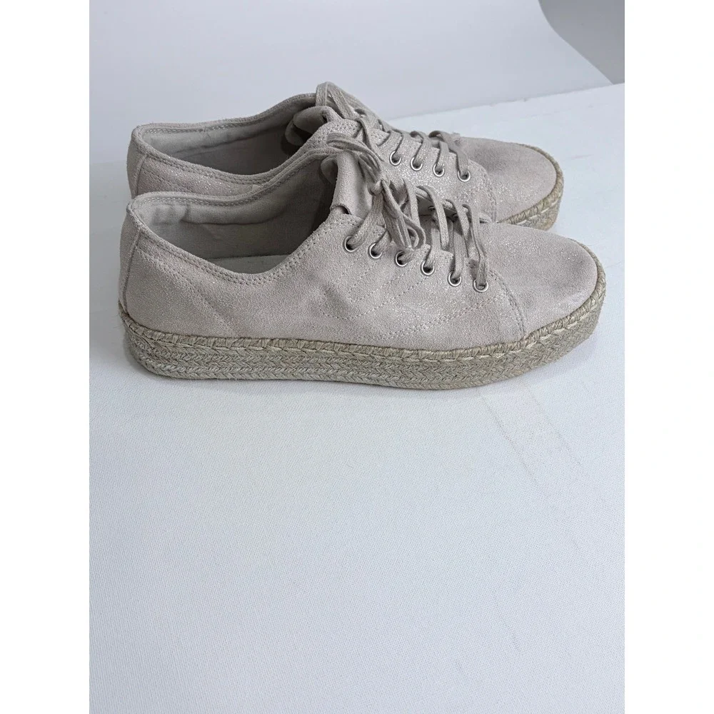 NWT‎ Tretorn Eve 2 Suede Espadrille Platform Sneakers Metallic Beige 9